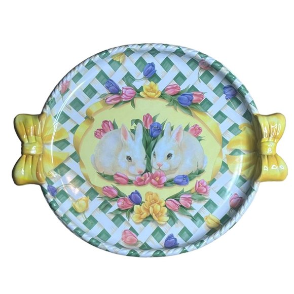 WalMart Other - Vintage Easter Bunny Tray Decor Colorful 1990s Molded Plastic 15 in